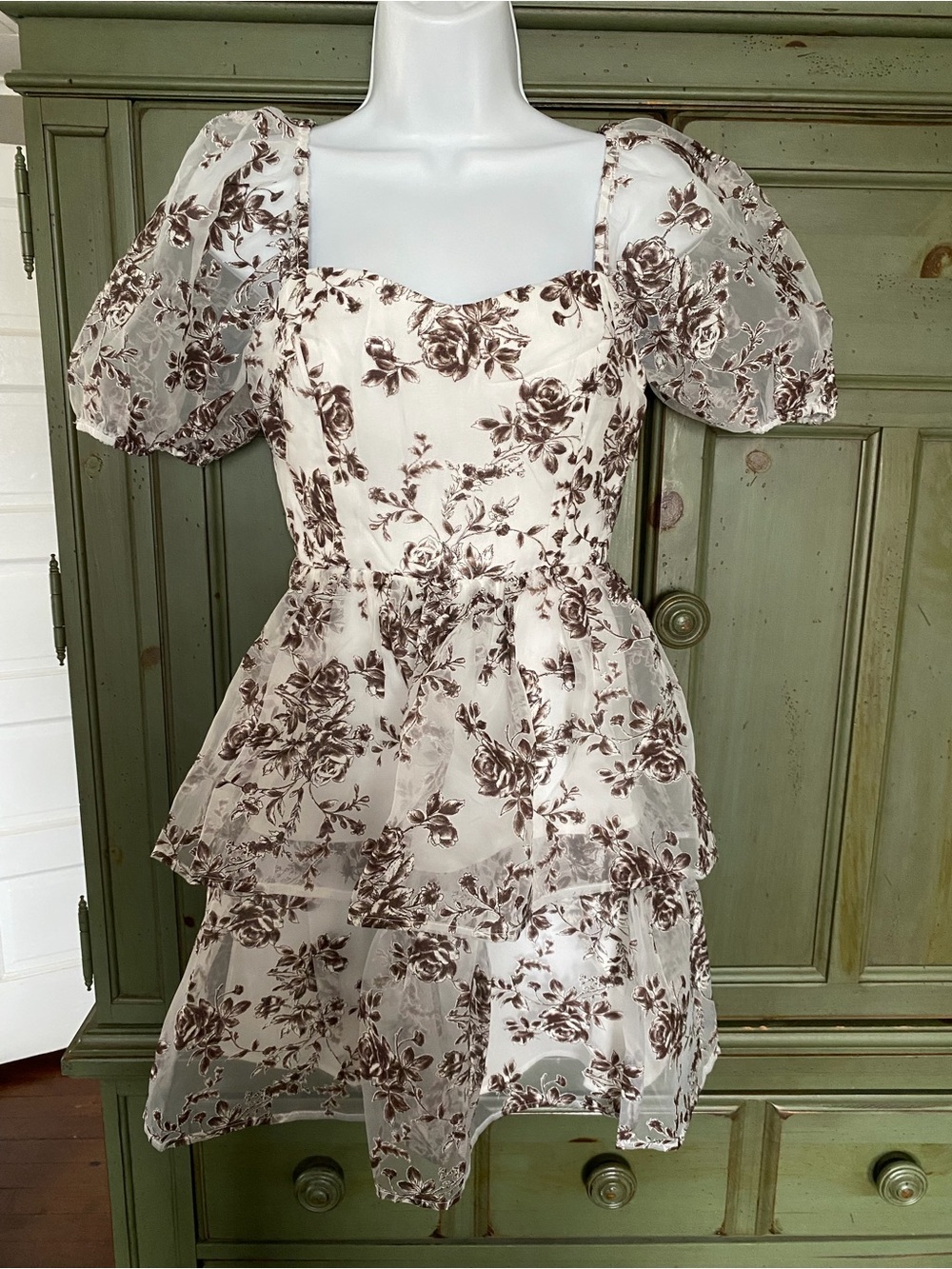 NWT Francesca's Dress with Dark Brown Floral Print